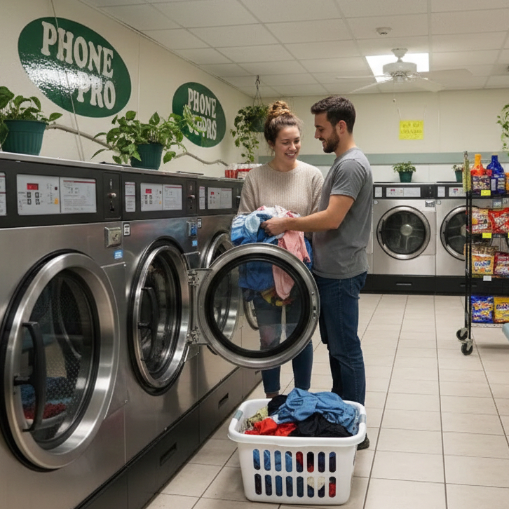 Couple At Mr Clean Laundry Doing Laundry
